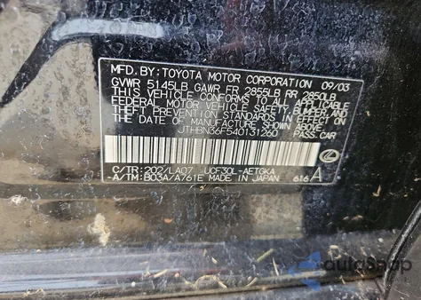 2004 Lexus Ls 430 z USA, uszkodzony, nr VIN JTHBN36F540131260